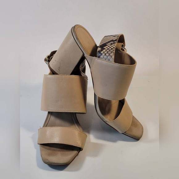 Banana Republic Beige Snake Print Ankle Strap Heeled Sandals Women's Size 7M - Picture 7 of 9